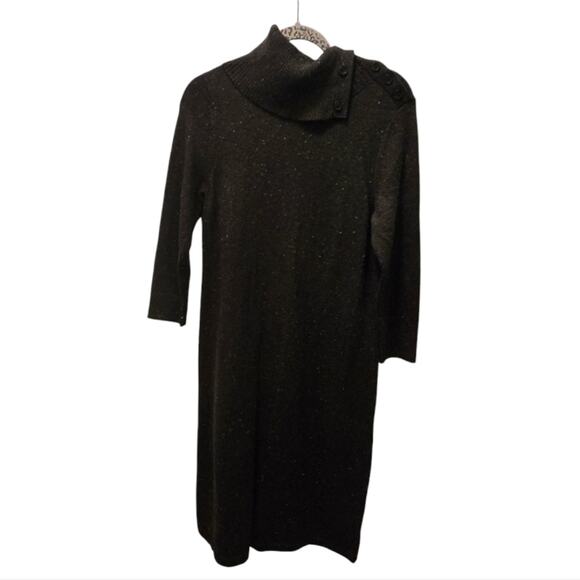 Talbots DONEGAL Grey Heathered COWL NECK SWEATER DRESS Size Medium new!!! - Picture 6 of 7